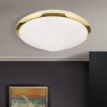 Plafoniera RIMA, cu abajur din sticlă opal mat, E27 2x40W otel finisaj alama lucioasa, 32cm IP20 ORION - imagine 2