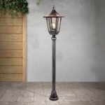 Lampadar pentru exterior HERMINE,  E27 1x60W aluminiu finisaj negru/argintiu, geam fumuriu inaltime 116cm IP43 ORION