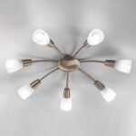 Lustra TULLO, cu abajur din sticlă opal mat, E14 7x40W otel finisaj alama satinata, 70x20cm IP20 ORION - imagine 5