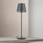 Lampă de masă cu baterie CHANDELLE, 38.6cm LED 2W/150lm/3000K Comutator/buton tactil aluminiu finisaj antracit IP54 ORION
