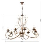 Candelabru LUCA, E14 8x40W otel finisaj antic-auriu, 136cm IP20 ORION - imagine 5