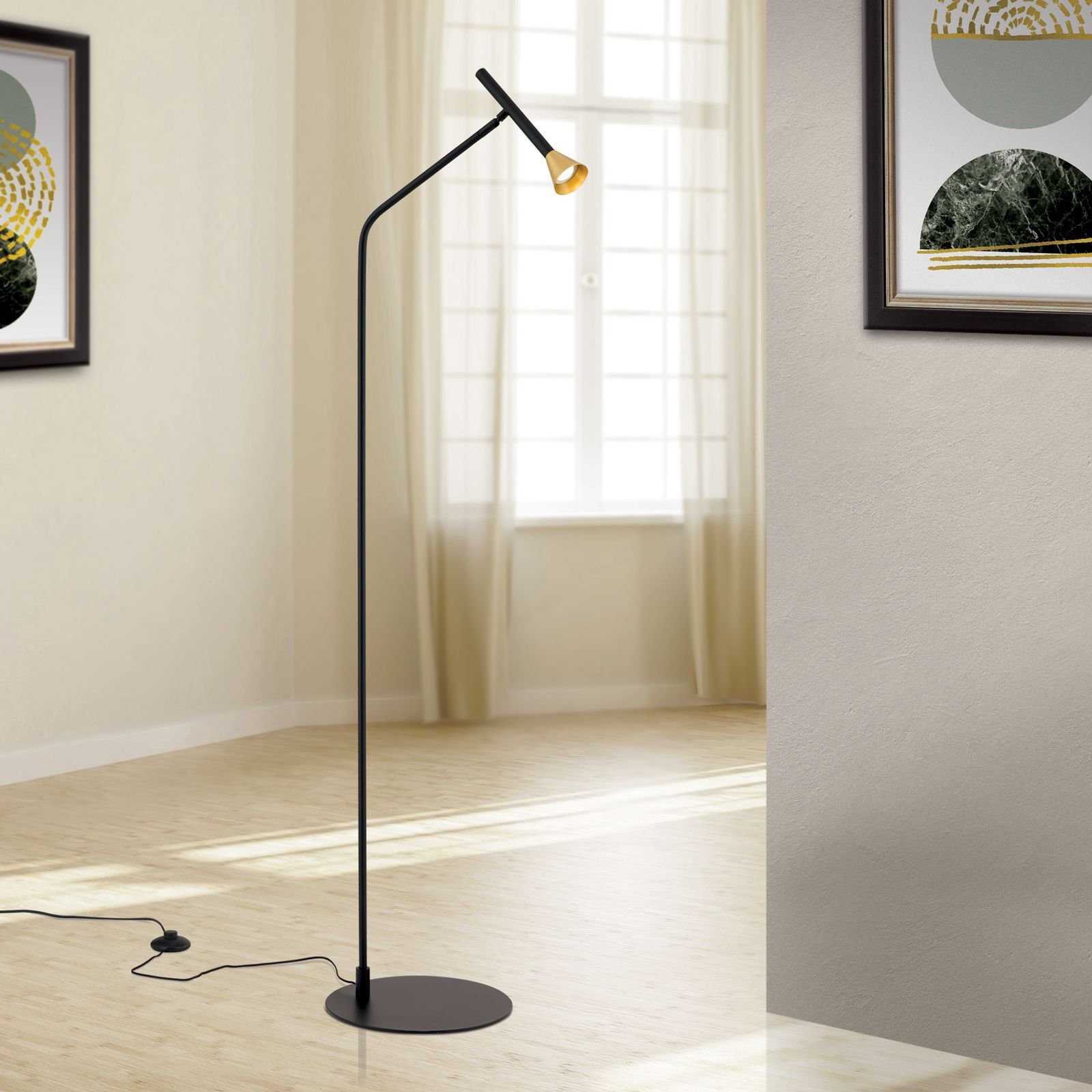 aHR0cHM6Ly93d3cub3Jpb25sZXVjaHRlbi5hdC9tZWRpYS81MS9iNy83OC8xNjUyNDA2MDMxLzEyMC4xMjg2LTAxXzAxX24yLmpwZw-1 Lampadar LED ODEON, 145cm, LED 5W/440lm/3000K aluminiu finisaj negru-auriu IP20 ORION - imagine 1