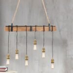 Pendul CELLAR, E27 6x40W fara bec, lemn finisaj alama antica, 100cm IP20 ORION - imagine 3
