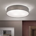 Plafoniera UFO cu abajur de in, E27 4x40W, otel finisaj gri, 50cm IP20 ORION