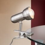 Lampa de masa spot WILHELM cu clema de prindere, E27 1x40W otel finisaj crom satinat, 17cm IP20 ORION