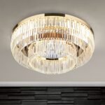 Plafoniera LED PRISM, 95cm, LED 145W/11600lm/3000K prisma din sticla cristalina K9, cadru otel placat cu aur 24K IP20 ORION - imagine 2