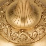Lampadar ONSA, cu abajur de in, E27 1x60W polirazina finisaj alama aurie, 155cm IP20 ORION - imagine 4
