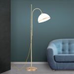 Lampadar OLD LAMP reglabil, cu abajur din sticla opal mat, E27 1x40W otel finisaj alama antica, 155-170cm IP20 ORION