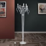 Lampa de podea GIADA, 175cm 6xE14/40W cristale SPECTRA Swarovski, cadru otel finisaj argintiu mat IP20 ORION