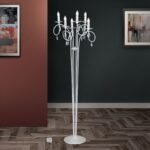 Lampa de podea GIADA, 175cm 6xE14/40W cristale SPECTRA Swarovski, cadru otel finisaj argintiu mat IP20 ORION - imagine 2