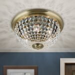 Plafoniera din cristal PLAFOND, 47cm 6xE27/40W cristal Asfour, cadru otel finisaj alama antica IP20 ORION - imagine 3