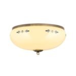 Plafoniera LANDHOUS, cu abajur din sticla crem-sampanie-albastru, E27 3x60W otel finisaj alama antica, 35cm IP20 ORION - imagine 2