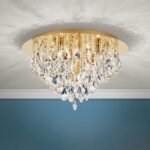 Plafoniera din cristal CELESTE, 45cm 6xG9/40W sticla cristalina K9, cadru otel finisaj auriu IP20 ORION