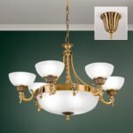 Candelabru ROCCA, cu abajur din sticla opal mat, E27 9x60W otel finisaj bronz, 75x94cm IP20 ORION - imagine 2