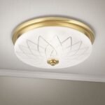 Plafoniera PORTO, cu abajur din sticlă satinată cu tăietură diamantată, E27 2x40W otel finisaj bronz, 37cm IP20 ORION - imagine 3