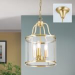 Pendul în formă de felinar BRUNO, cu abajur din sticla clar, E14 3x60W otel finisaj bronz, 38x120cm IP20 ORION - imagine 2