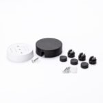 Accesoriu Corp de Iluminat, Set Copertina de Distribuție cu Niplu de Clemă Pentru Tavan x 3, Inaltime 24mm, Diametrul 70mm, Metal Negru ORION - imagine 3