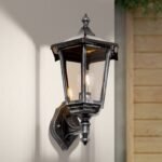 Aplica pentru exterior HERMINE in sus,  E27 1x60W aluminiu finisaj negru/argintiu, geam fumuriu inaltime 45cm IP43 ORION - imagine 2