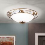 Plafoniera FLEUR, cu abajur din sticla opal-mat, E27 2x40W otel finisaj antic-auriu, 40cm IP20 ORION - imagine 2