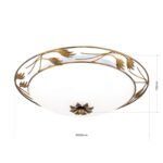 Plafoniera FLEUR, cu abajur din sticla opal-mat, E27 3x40W otel finisaj antic-auriu, 50cm IP20 ORION - imagine 5