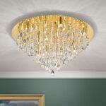 Plafoniera din cristal CELESTE, 75cm 12xG9/40W sticla cristalina K9, cadru otel finisaj auriu IP20 ORION - imagine 3