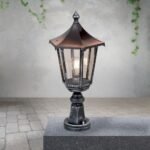 Lampadar pentru exterior HERMINE,  E27 1x60W aluminiu finisaj negru/argintiu, geam fumuriu inaltime 52cm IP43 ORION
