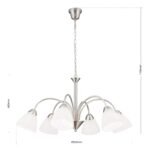 Candelabru SUSAN, cu abajur din sticlă opal mat, E14 6x40W otel finisaj alama antica, 110cm IP20 ORION - imagine 5