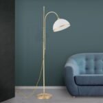Lampadar OLD LAMP reglabil, cu abajur din sticla opal mat, E27 1x40W otel finisaj alama antica, 155-170cm IP20 ORION - imagine 3