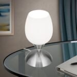 Veioza mica TULPA cu abajur sticla opal mat, E14 1x40W otel finisaj crom satinat, 20cm IP20 ORION - imagine 2