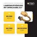 Lampă suspendată pliabila cu arc, E27 60W 43-120 cm, auriu fara abajur ORION - imagine 5