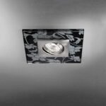 Spot mobil patrat CLASA cu decoratiune sticla neagra GU10 1x50W otel finisaj crom satinat 15x15cm IP20 ORION