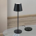 Lampă de masă cu baterie CHANDELLE, 38.6cm LED 2W/150lm/3000K Comutator/buton tactil aluminiu finisaj negru IP54 ORION - imagine 3