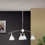 Suspensie SUSAN reglabila, cu abajur din sticlă opal mat, E14 4x40W otel finisaj crom satinat, 130cm IP20 ORION - imagine 3
