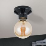 Plafoniera FROST, E27 1x40W fara bec, ceramică finisaj negru, 9.5cm IP20 ORION - imagine 3