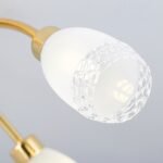 Plafoniera CARLA, cu abajur din sticlă cu model decorativ perforat, G9 5x40W otel finisaj alama lucioasa, 60cm IP20 ORION - imagine 7