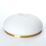 Abajur rotund din sticlă groasa LANDHAUS 412, Ø 195 mm, finisaj opal mat cu inel de alamă ORION - imagine 2
