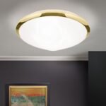 Plafoniera RIMA, cu abajur din sticlă opal mat, E27 2x40W otel finisaj alama lucioasa, 32cm IP20 ORION