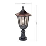 Lampadar pentru exterior HERMINE,  E27 1x60W aluminiu finisaj negru/argintiu, geam fumuriu inaltime 52cm IP43 ORION - imagine 5