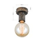 Plafoniera RETRO, E27 1x60W fara bec, otel finisaj alama antica, 8.5cm IP20 ORION - imagine 6