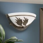 Aplica FLEUR, cu abajur din sticla opal-mat, E14 1x40W otel finisaj antic-auriu, 15x27cm IP20 ORION - imagine 2