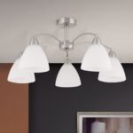 Lustra SUSAN, cu abajur din sticlă opal mat, E14 5x40W otel finisaj crom satinat, 50x28cm IP20 ORION - imagine 2