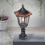 Lampadar pentru exterior HERMINE,  E27 1x60W aluminiu finisaj negru/argintiu, geam fumuriu inaltime 52cm IP43 ORION - imagine 2