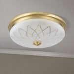 Plafoniera PORTO, cu abajur din sticlă satinată cu tăietură diamantată, E27 2x40W otel finisaj bronz, 37cm IP20 ORION - imagine 4