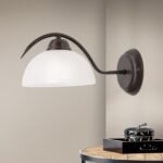 Aplica RULA, cu abajur din sticla opal mat, E27 1x60W otel finisaj antic, 13x17cm IP20 ORION