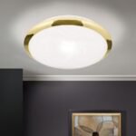 Plafoniera RIMA, cu abajur din sticlă opal mat, E27 1x40W otel finisaj alama periata, 28cm IP20 ORION