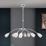 Suspensie CARLA, cu abajur din sticlă cu model decorativ perforat, G9 8x40W otel finisaj crom, 87cm IP20 ORION - imagine 2