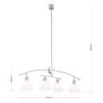 Suspensie SUSAN reglabila, cu abajur din sticlă opal mat, E14 4x40W otel finisaj crom satinat, 130cm IP20 ORION - imagine 6