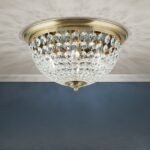 Plafoniera din cristal PLAFOND, 47cm 6xE27/40W cristal Asfour, cadru otel finisaj alama antica IP20 ORION