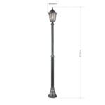 Lampadar pentru exterior HERMINE,  E27 1x60W aluminiu finisaj negru/argintiu, geam fumuriu inaltime 211cm IP43 ORION - imagine 5