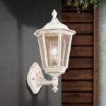Aplica pentru exterior PUCHBERG in sus,  E27 1x60W aluminiu finisaj alb/auriu, geam fumuriu inaltime 45cm IP44 ORION